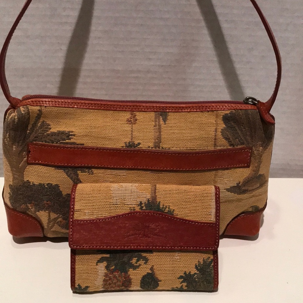 Tommy Bahama Tapestry/ Leather Bag & Wallet